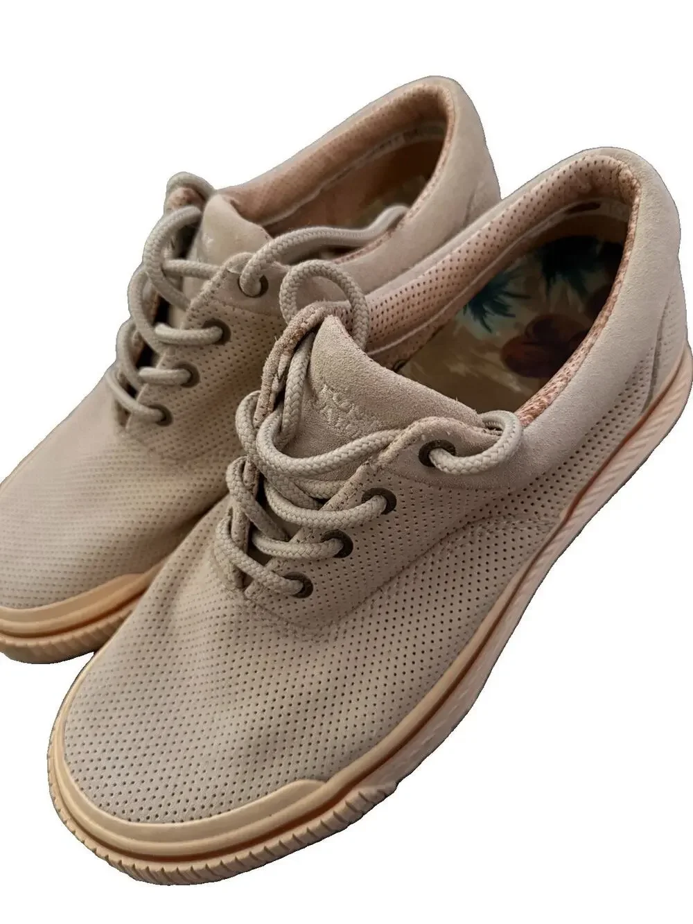 Tommy Bahama Rum Runner Perforated Leather Sneakers Shoes Mushroom Men Size 8
